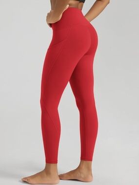 Red High-Waist 7/8 Leggings